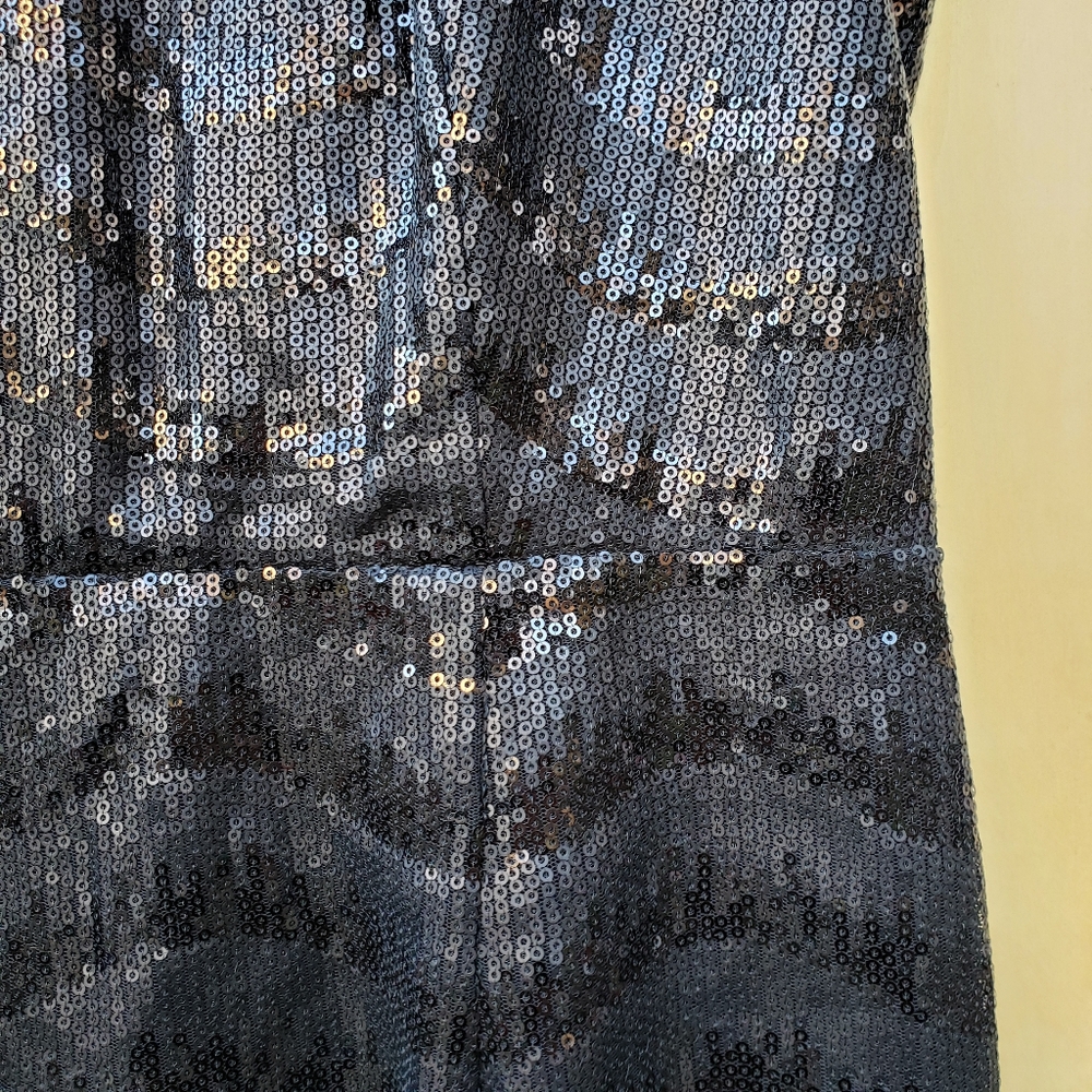BCBGMaxAzria Black NERA Sequin Open Back Dress -10 - Picture 7 of 16